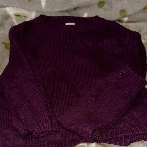 Garage Purple Crew Neck Sweater with Ribbed Detailing
